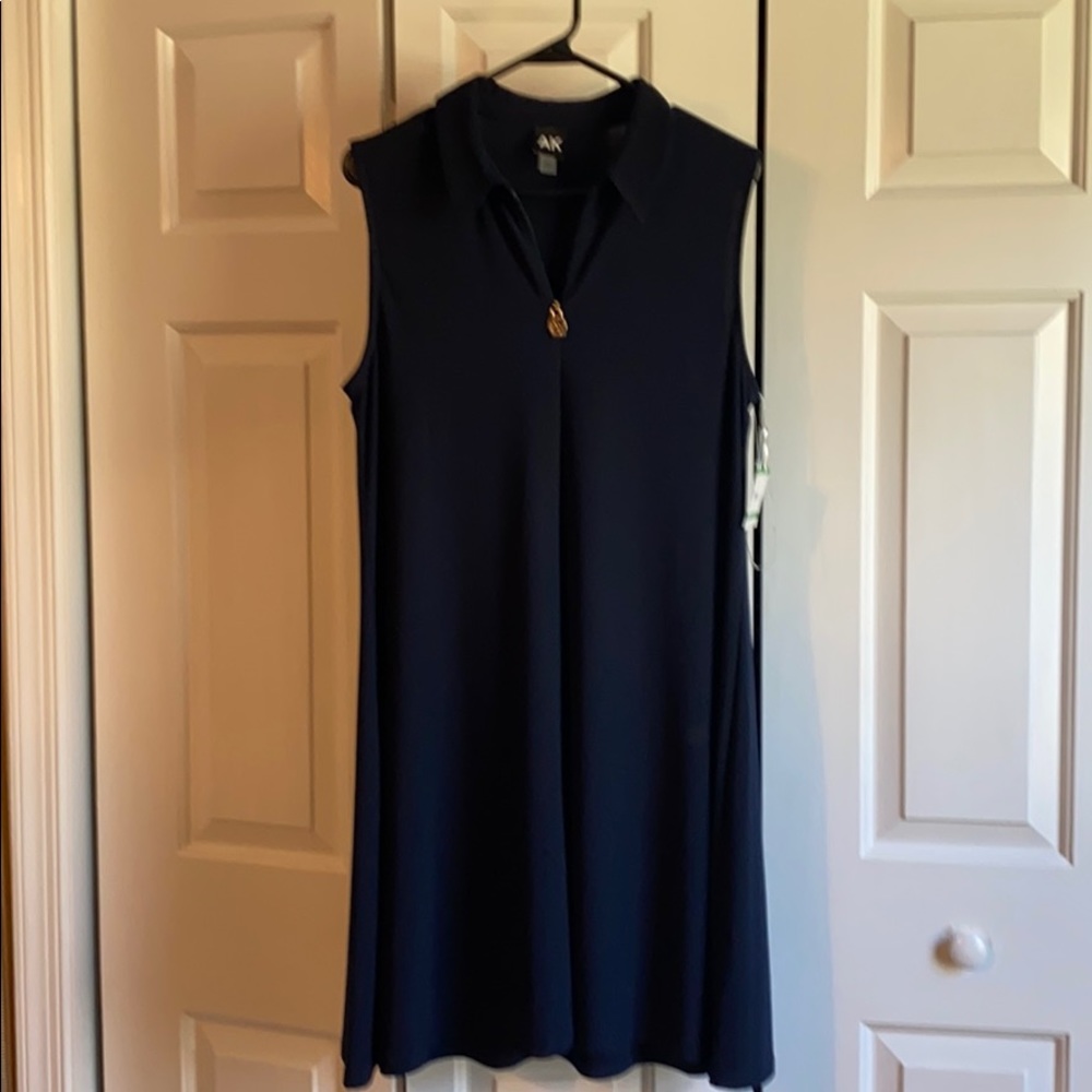 Anne Klein Navy Blue Sleeveless Dress Size L